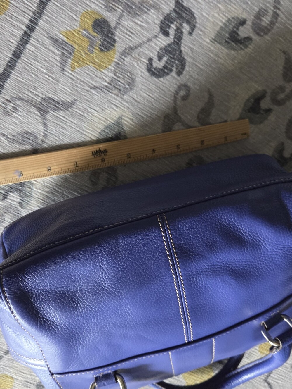 Tignanello Cobalt Blue Leather Satchel with Top Handles - Picture 9 of 12